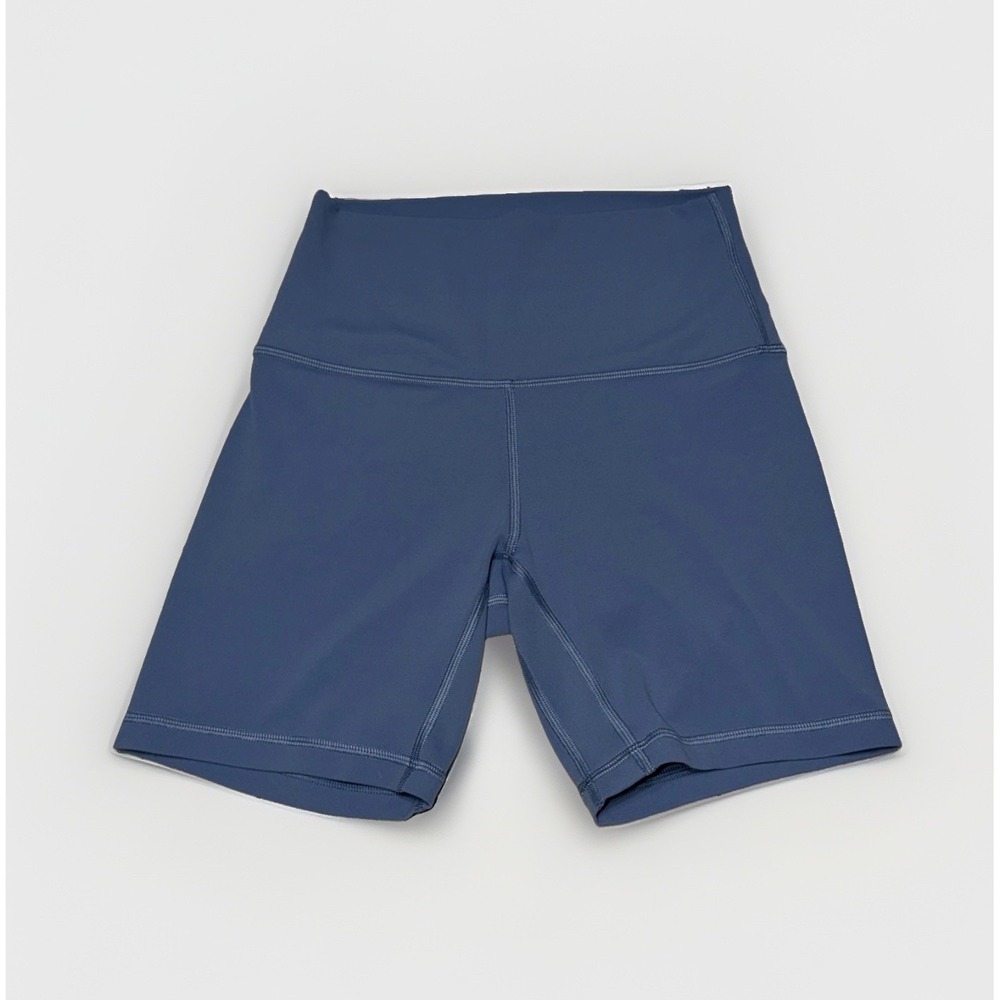 Lululemon Womens Align 6" High Rise Shorts Size 4 Biker Washed Denim Blue